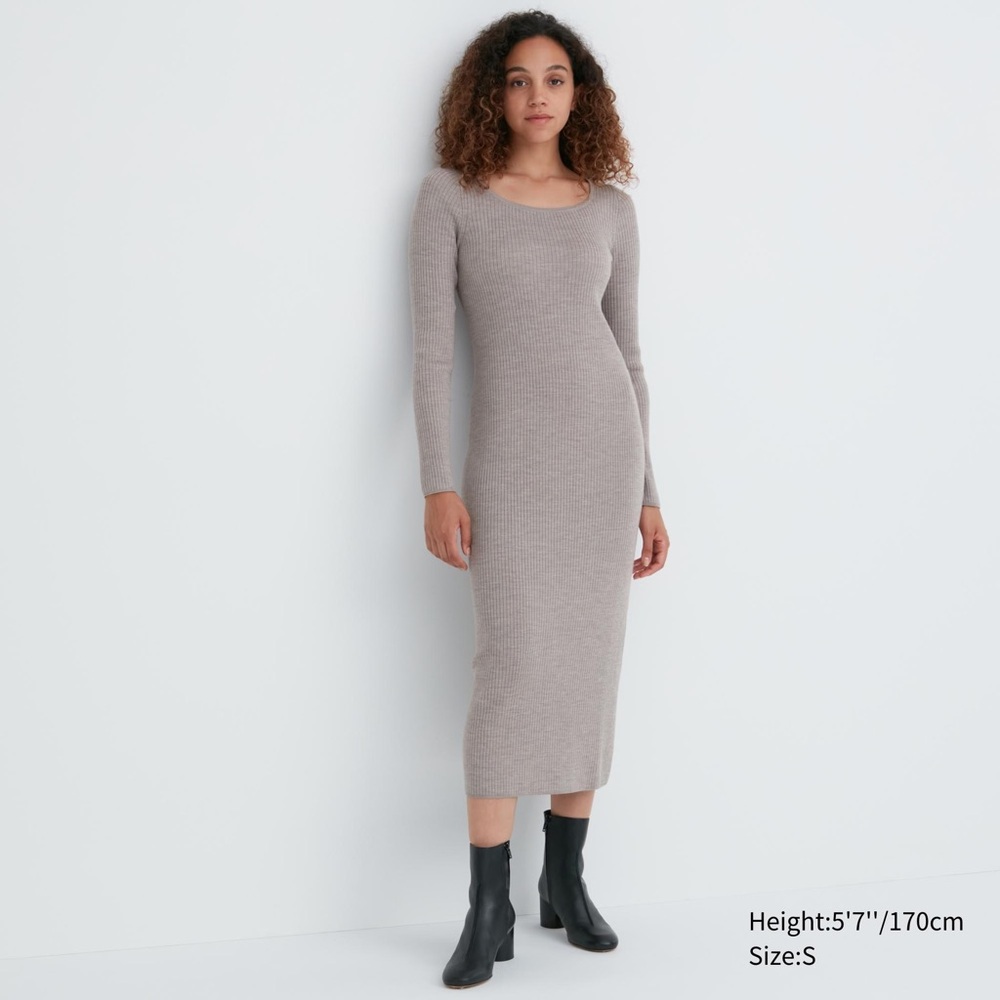 Wool Long Sleeve Knit Dress